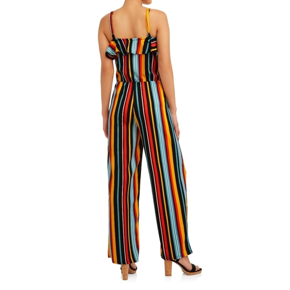 Eye Candy Juniors Med/Womens SM Ruffle Front Crepe Jumpsuit Multicolored - Picture 2 of 14